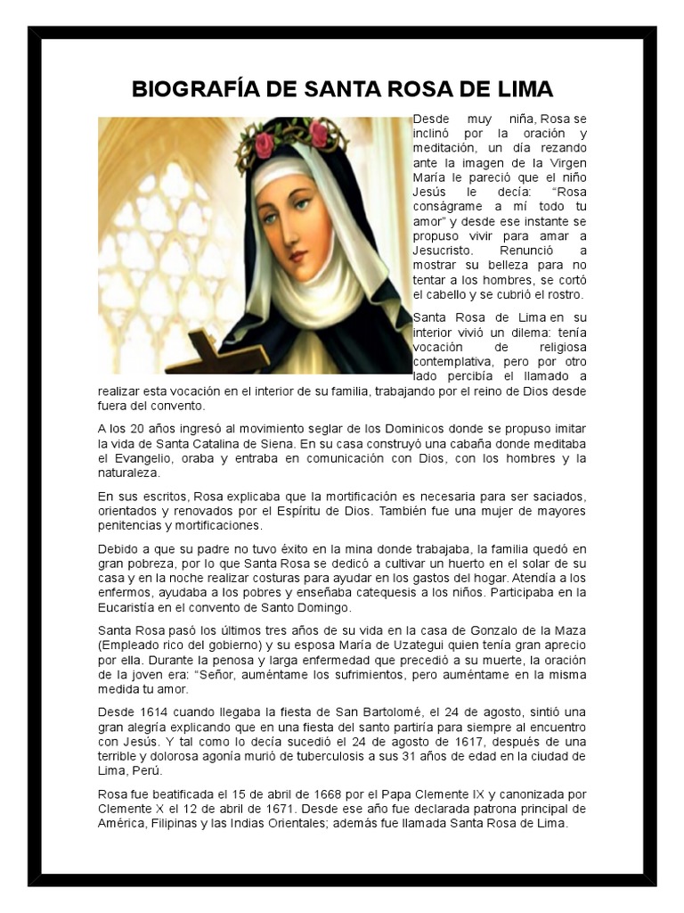 Biografía de Santa Rosa de Lima | PDF | Religión y creencia, image size:768x1024
