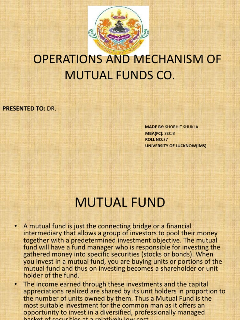 Operations and Mechanism of Mutual Funds | PDF | Mutual Funds ...