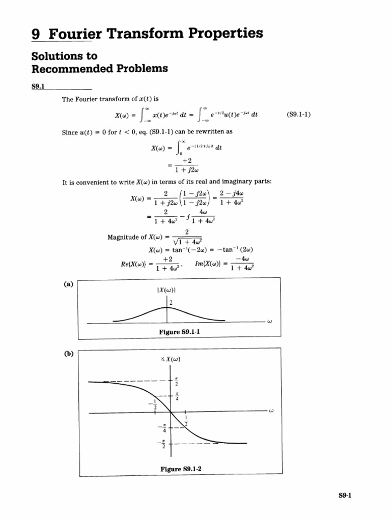 9 Fourier Transform Properties: Solutions To Recommended Problems | PDF ...