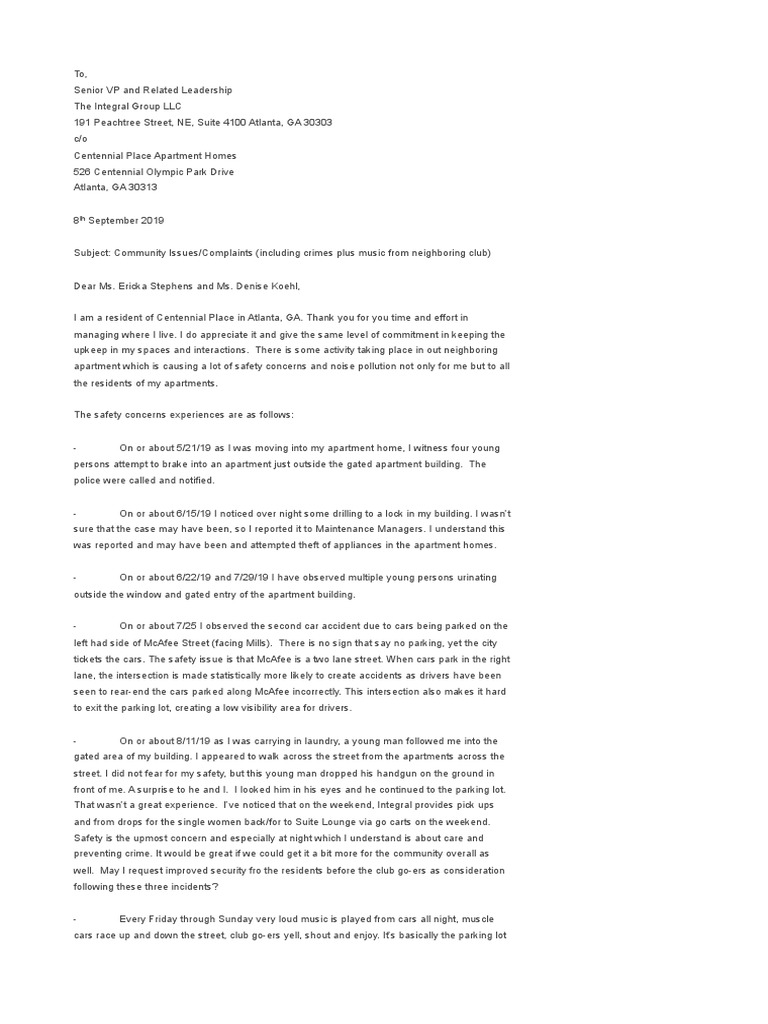 Noise Complaint Letter Template PDF Defamation Violence