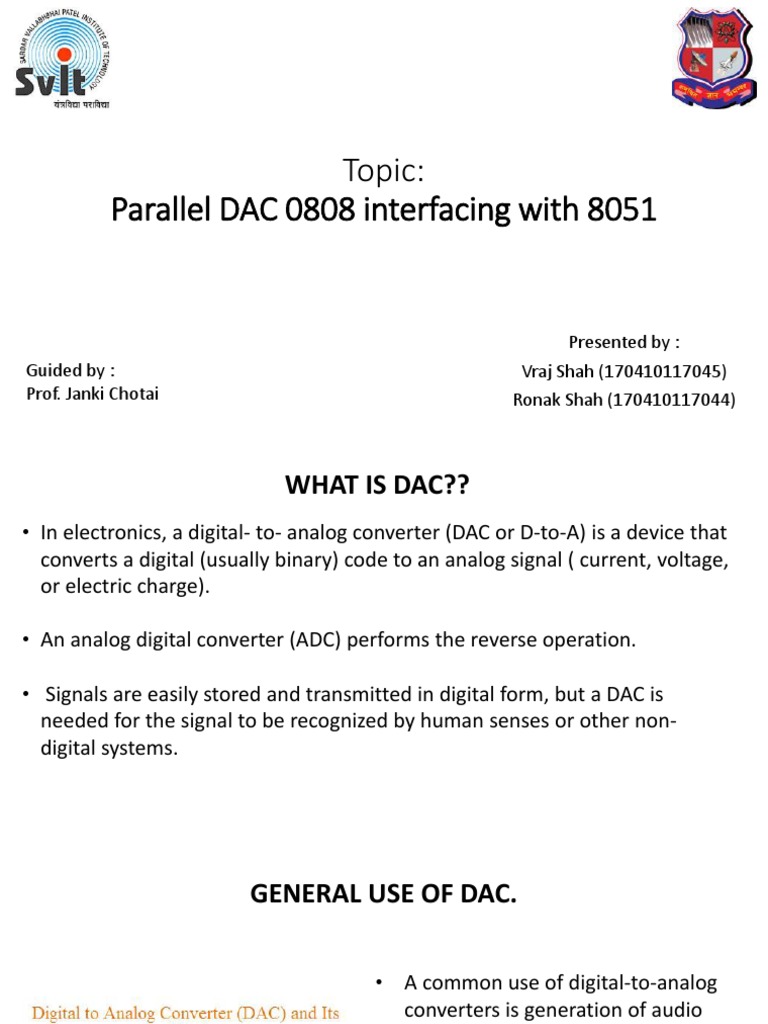 Topic Parallel DAC 0808 Interfacing With 8051 PDF Digital To