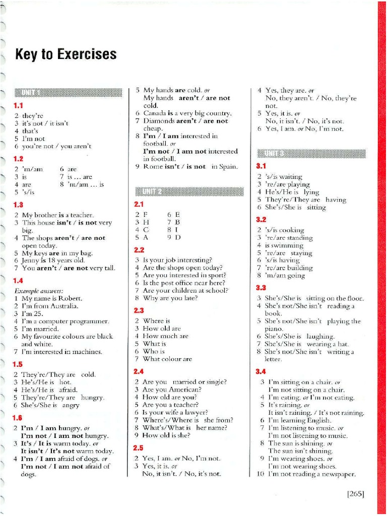 Essential Grammar in Use Key | PDF