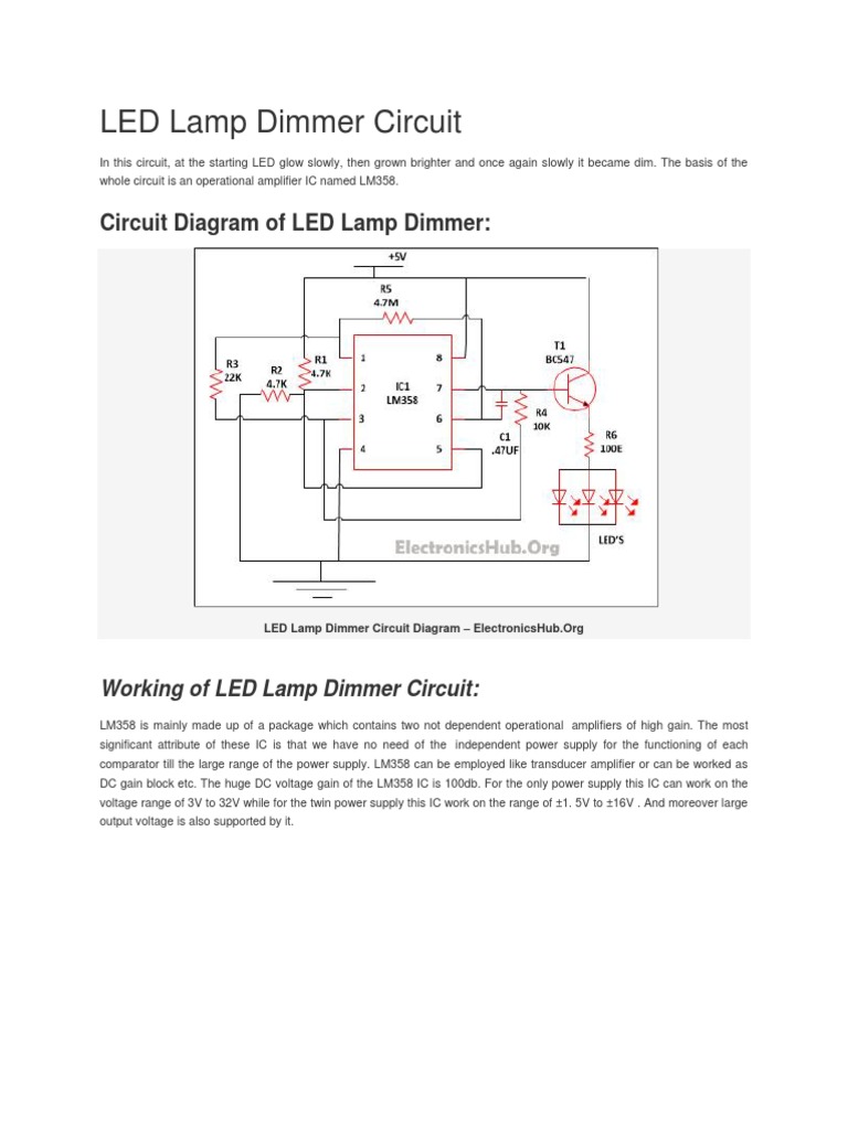 LED Lamp Dimmer Circuit | PDF | Operational Amplifier | Amplifier, image size:768x1024