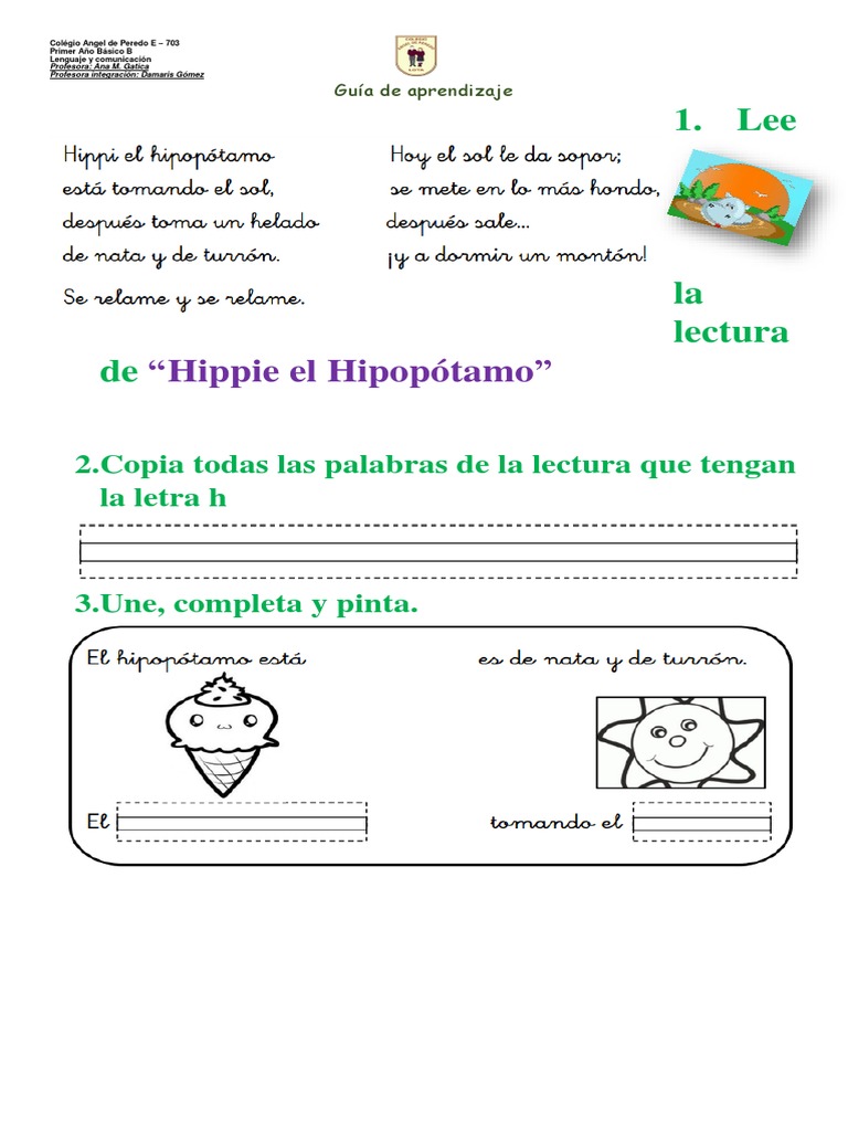 Actividades con la letra H para Primer Grado | PDF