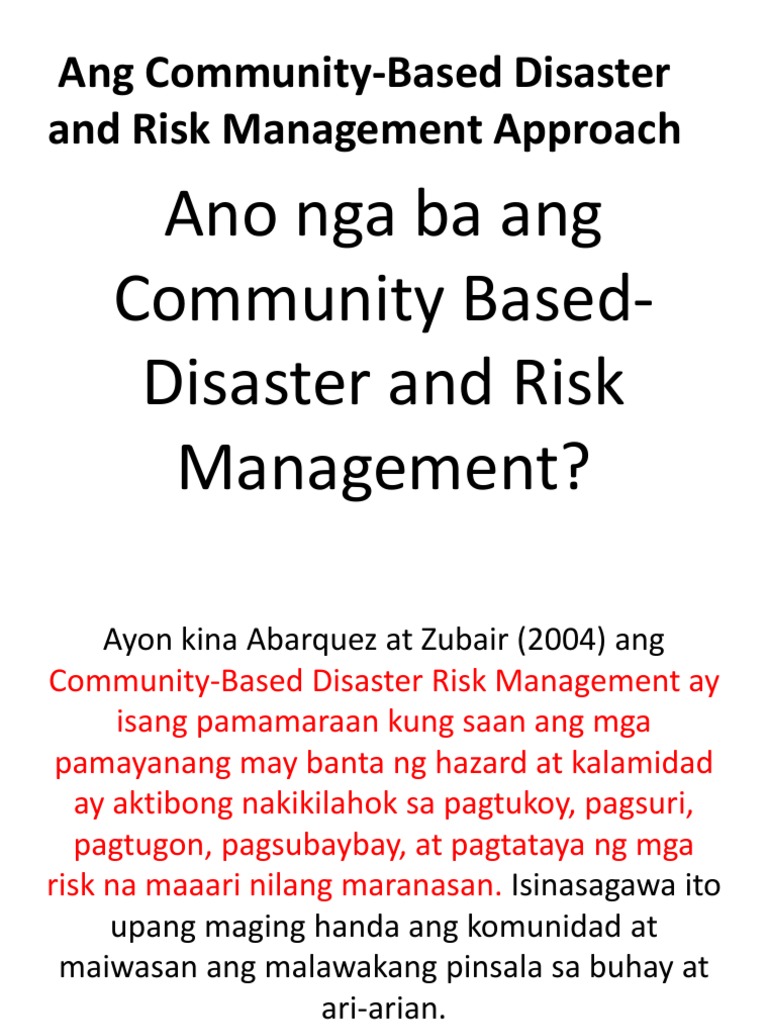 10 6 Ang Community Based Disaster And Risk Management Approach July 17 21 Pdf