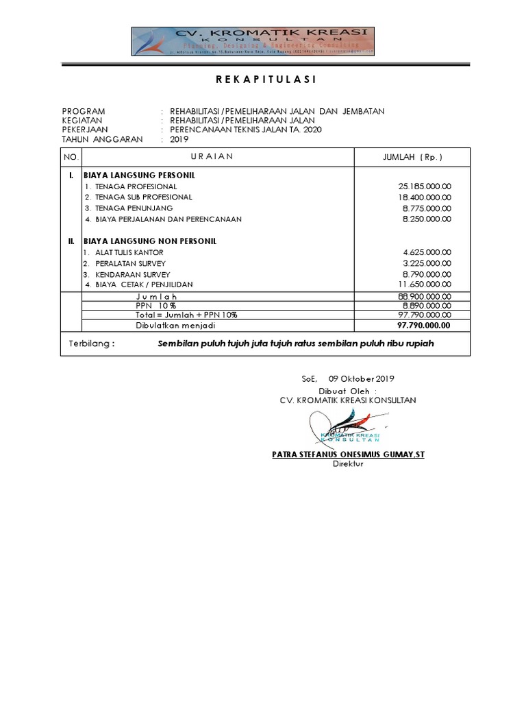 RAB Biaya Non Personil Jasa Konsultansi | PDF | Bisnis | Teknologi ...