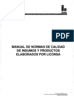 Manual de Normas de Calidad de Insumos y Productos Elaborados Por Liconsa PDF