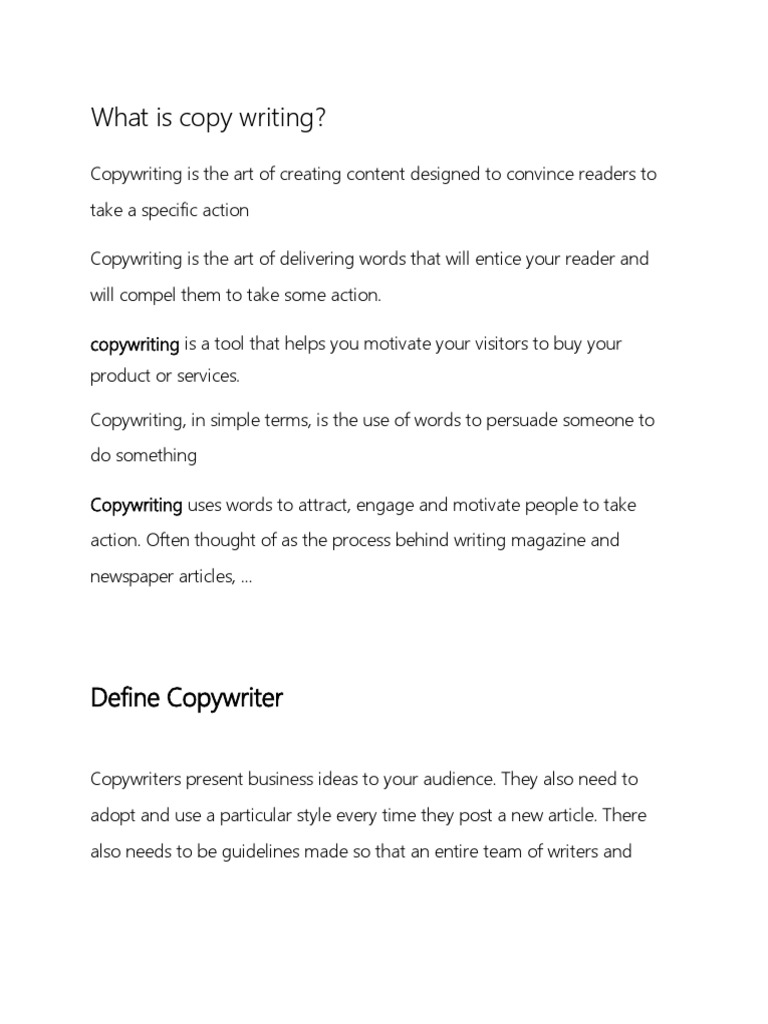 What Is Copy Writing | PDF