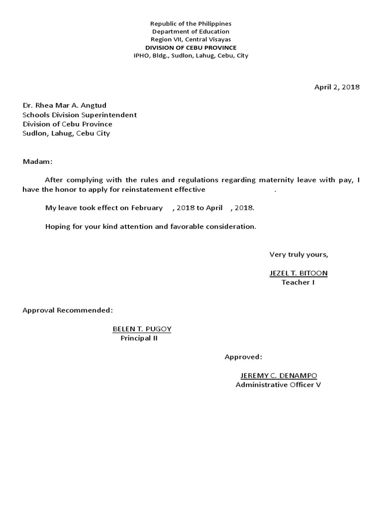 Job Reinstatement Letter Sample from imgv2-2-f.scribdassets.com