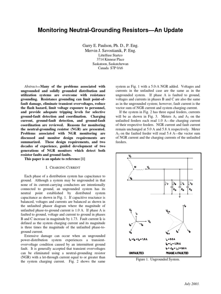 Neutral Ground Resistence | PDF | Capacitor | Transformer