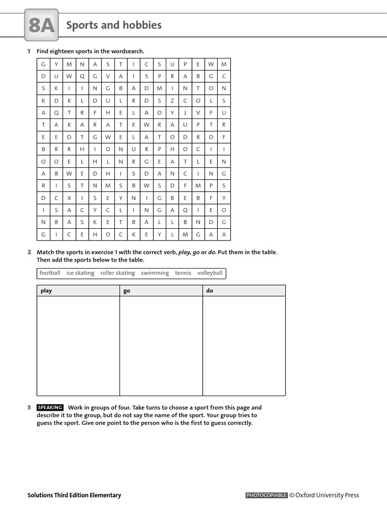 8a Sports and Hobbies | PDF | Recreation | Sports