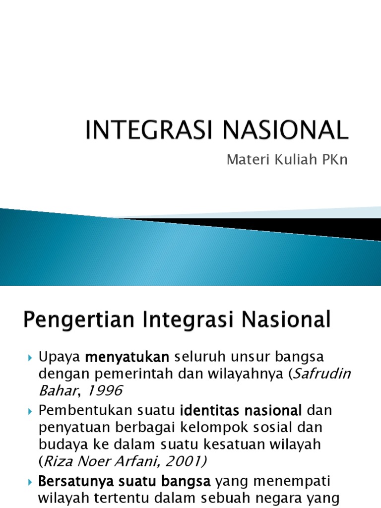 Konsep Integrasi Nasional PDF Politik Ilmu Sosial