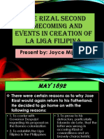 Jose Rizal Second Homecoming and Events in Creation of La Liga Filipina