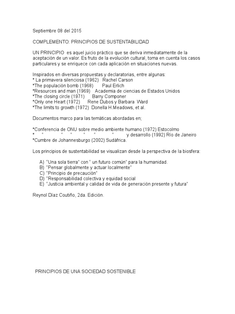Principios de Sustentabilidad | PDF | Sustentabilidad | Entorno natural