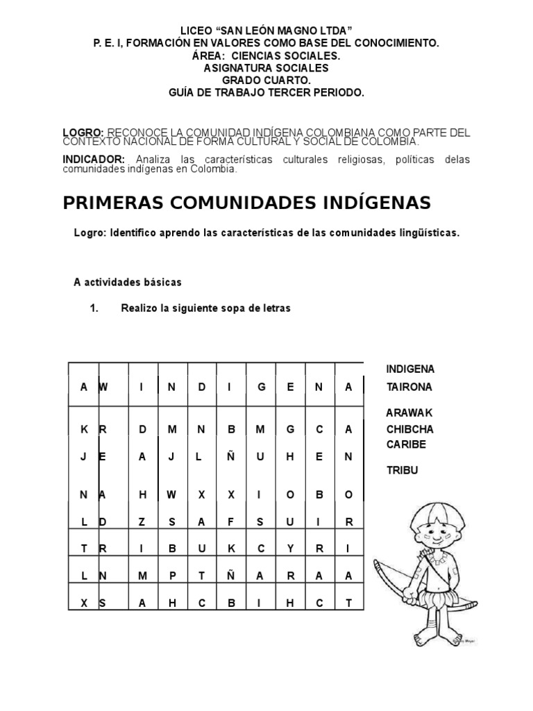 Guia de Grado 4, 3 Periodo | PDF | Colombia | Pueblos Indígenas de las ...