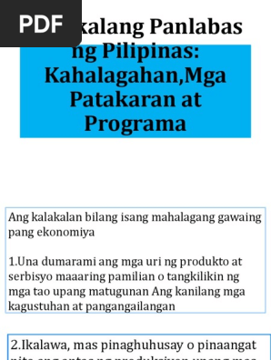 Kalakalang Panlabas Ng Pilipinas Kahalagahan Mga Patakaran At Programa