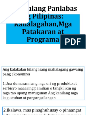 Kalakalang Panlabas Ng Pilipinas Kahalagahan Mga Patakaran At Programa