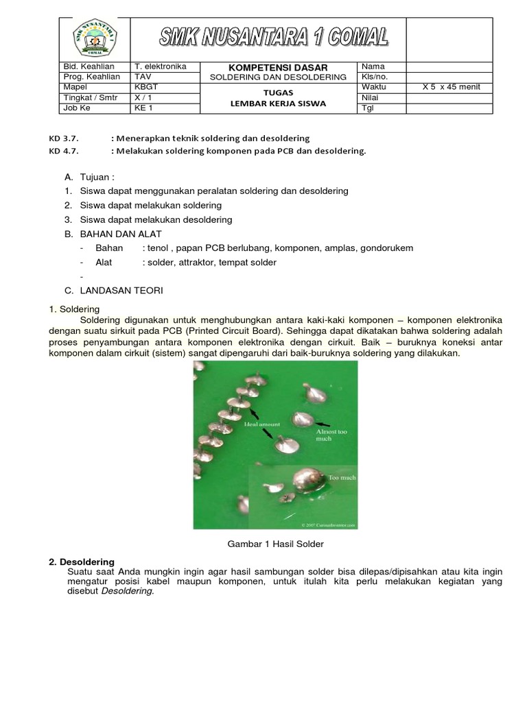 Job 1 Teknik Soldering Dan Desoldering PDF