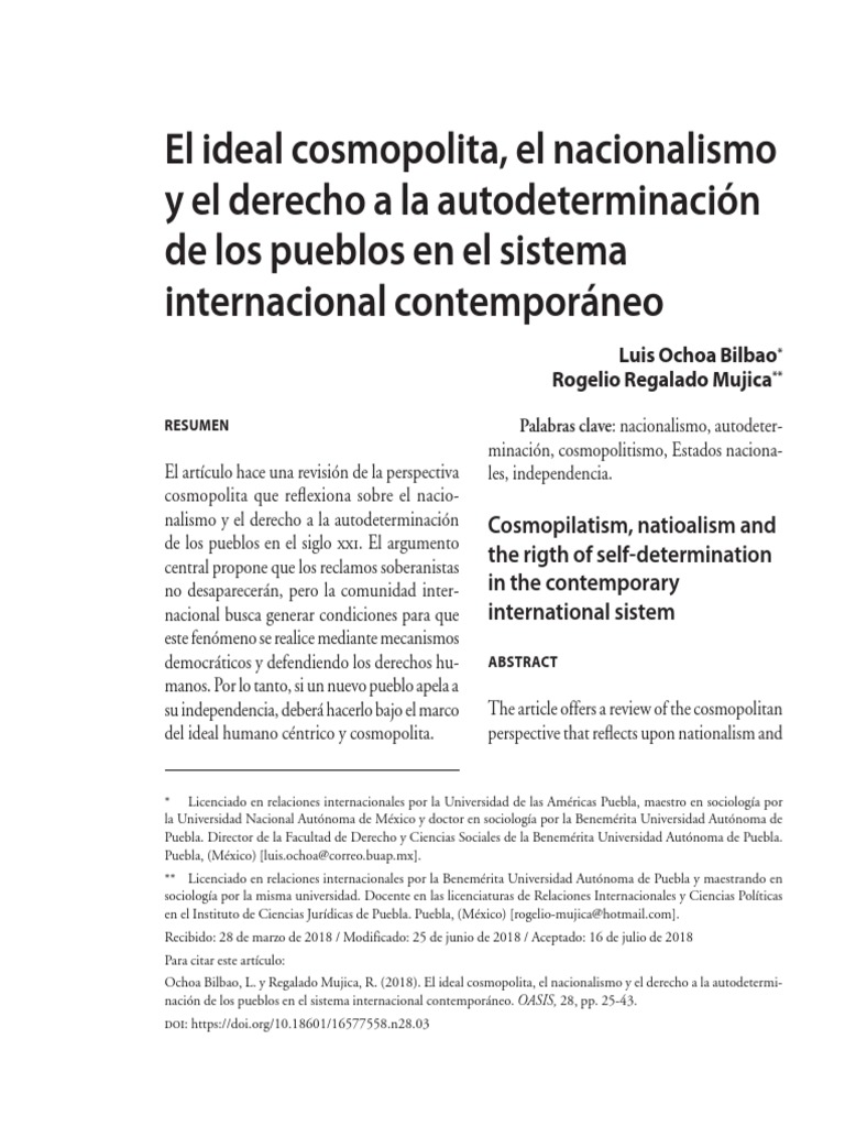 Nacionalismo y Cosmopolitismo en el Siglo XXI | PDF | Autodeterminación ...