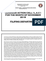 Learning Action Cell (L.A.C) For The Month of November 2018 Filipino Department