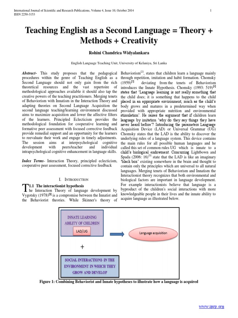 TESL: Theory, Methods, and Creativity | PDF | Language Acquisition ...
