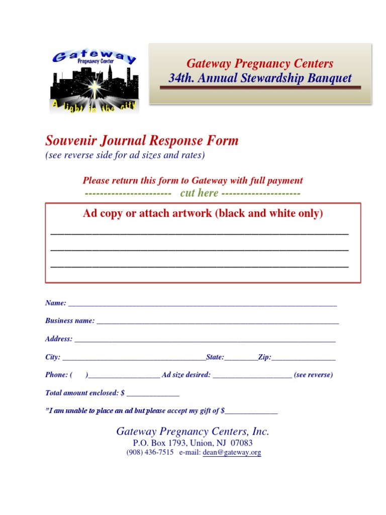Souvenir Journal Ad Response Form | PDF