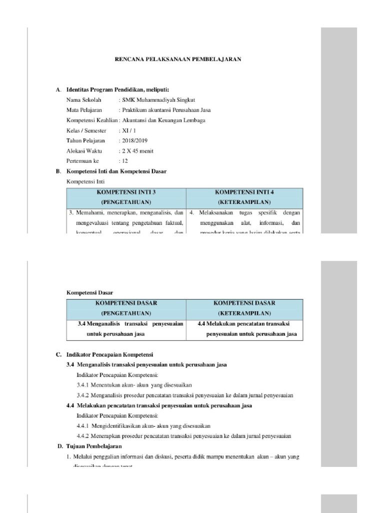 Contoh RPP Perusahaan Jasa | PDF