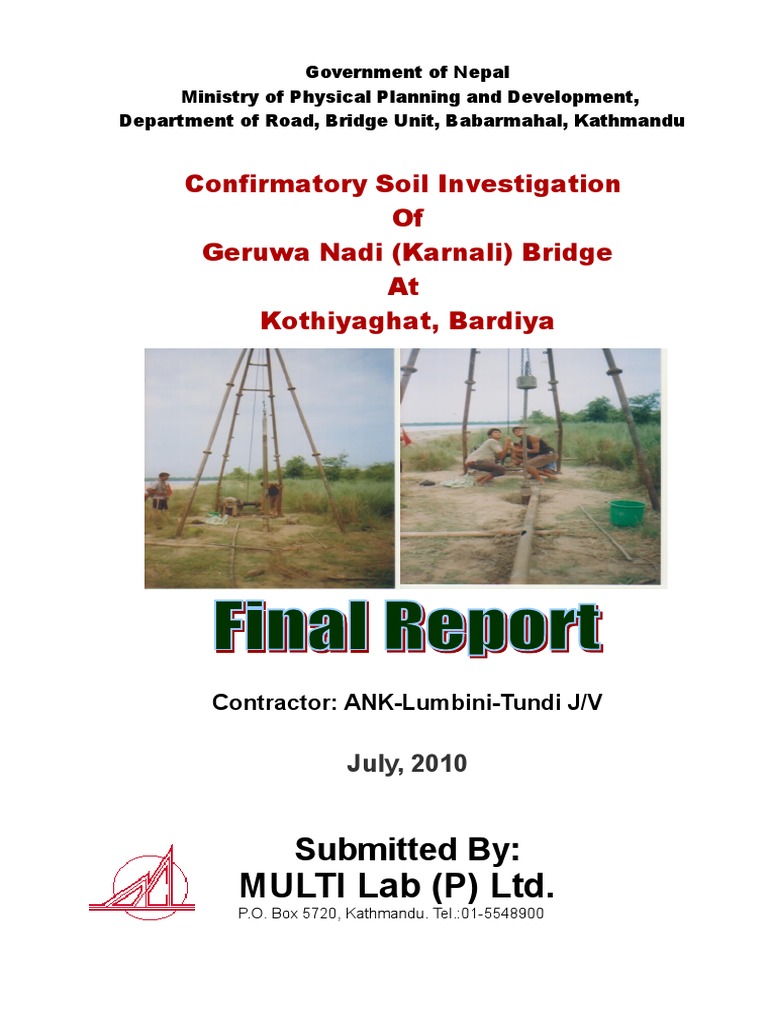 Confirmatory Soil Investigation for Kothiyaghat Bridge | PDF