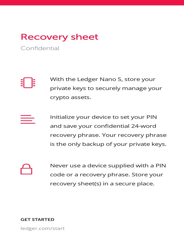 Ledger Nano S - Recovery Sheet PDF | PDF