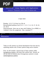 MATH 4A - Linear Algebra With Applications: Lecture 4: Parametric Vector Forms of Solution Sets