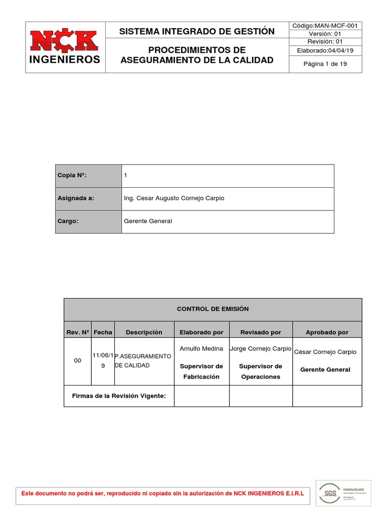 Procedimiento de Aseguramiento de Calidad | PDF | Administración de ...