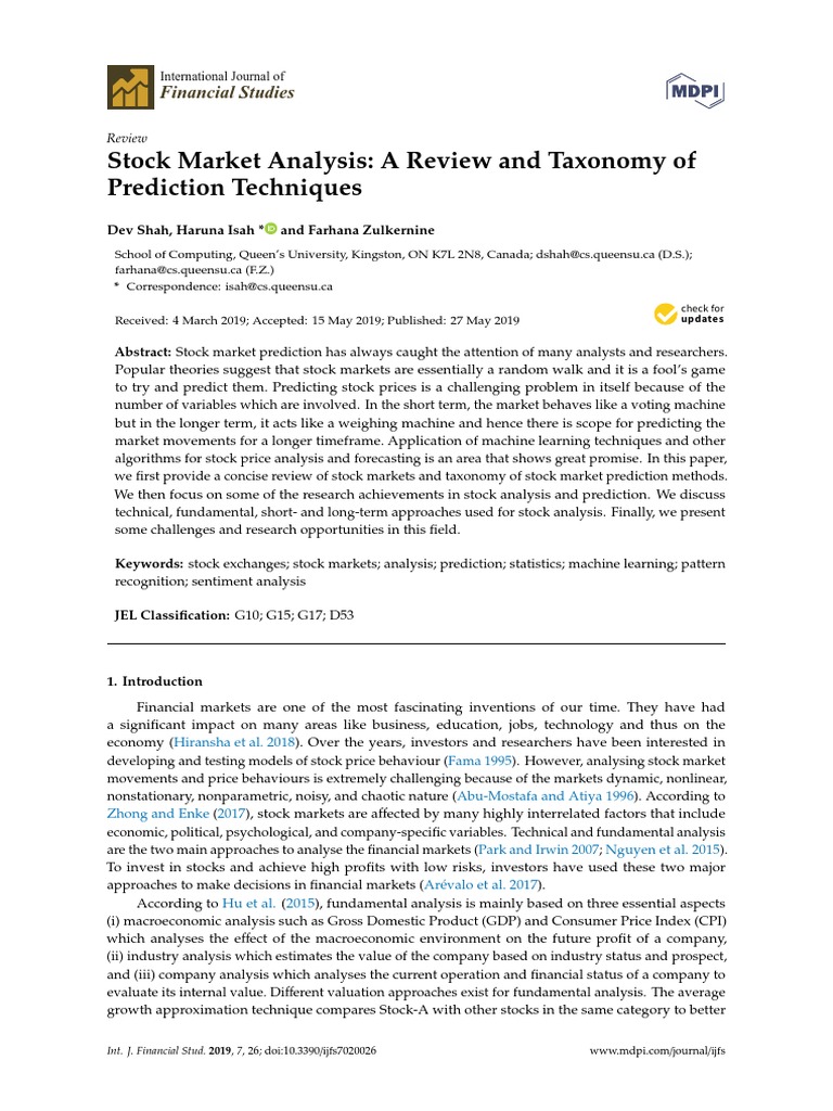 Stock Market Analysis: A Review and Taxonomy of Prediction Techniques ...