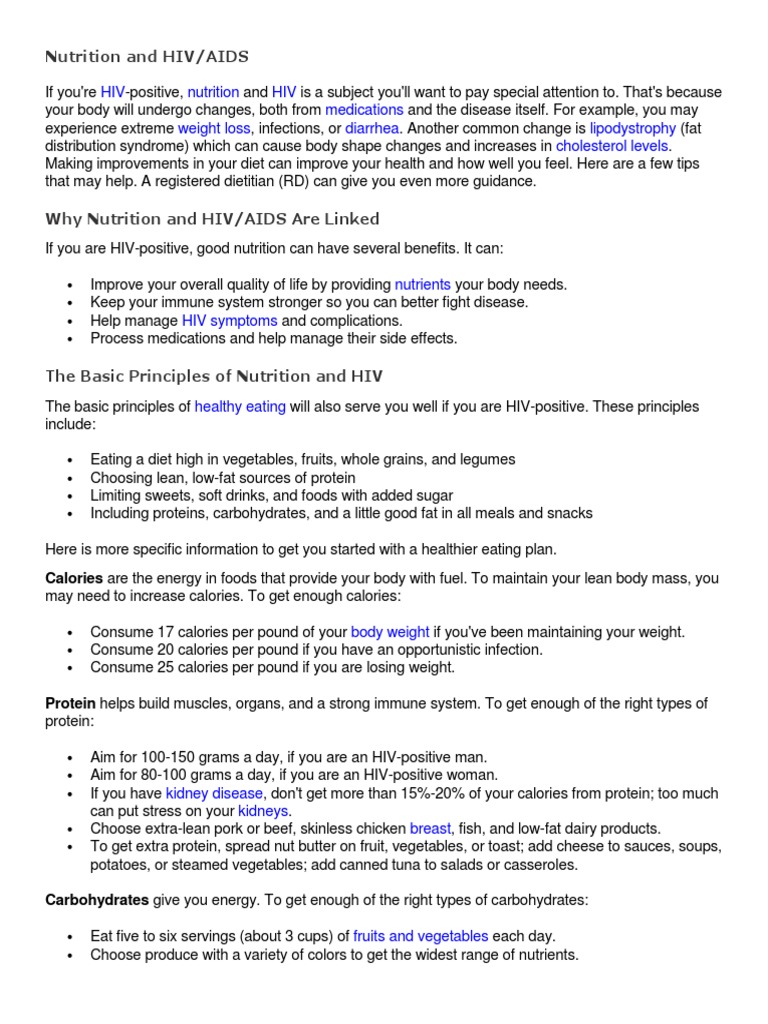 Nutrition and HIV | PDF | Nutrition | Diet & Nutrition