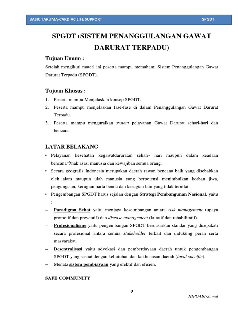 Memahami SPGDT dalam Penanggulangan Darurat | PDF