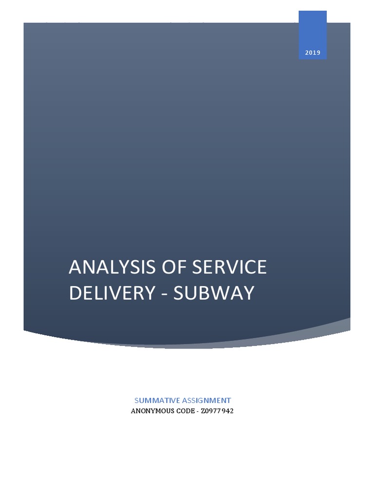 Subway Service Delivery Analysis | PDF | Fast Food Restaurants | Retail