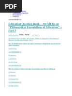 Education Question Bank - 350 Mcqs On "Philosophical Foundations of Education"