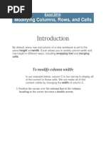 Modifying Columns, Rows, and Cells: To Modify Column Width