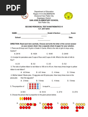 395015349 Grade 6 2nd Periodical Test With TOS Answer Keys MATH