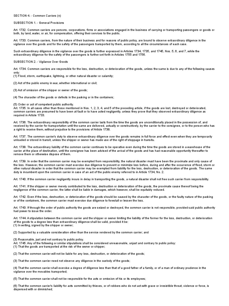 Common Carrier PDF Common Carrier Negligence