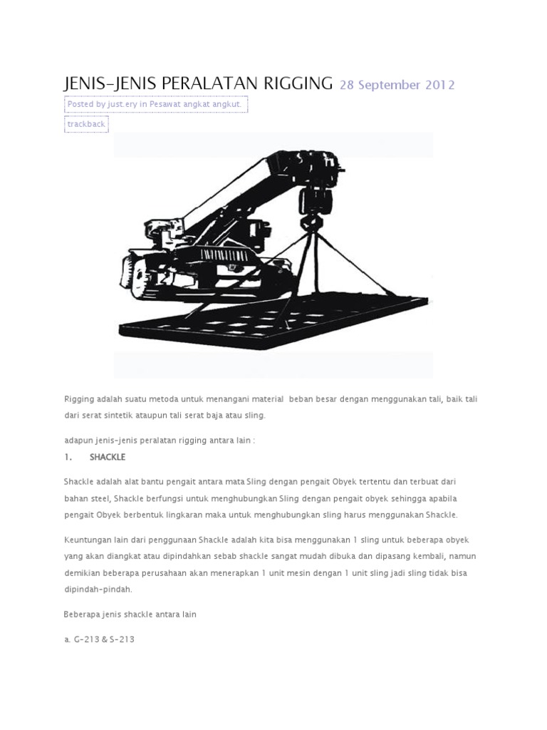 Jenis Peralatan Rigging dan Fungsinya | PDF