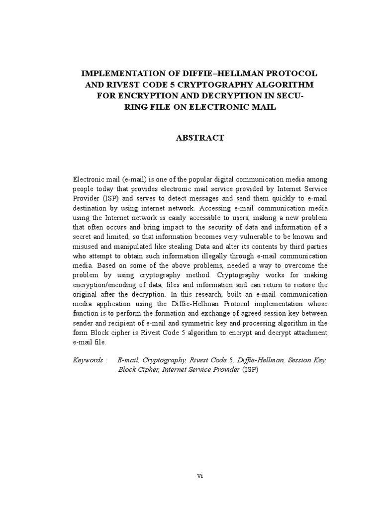 Implementation of Diffie-Hellman Protocol and Rivest Code 5 ...