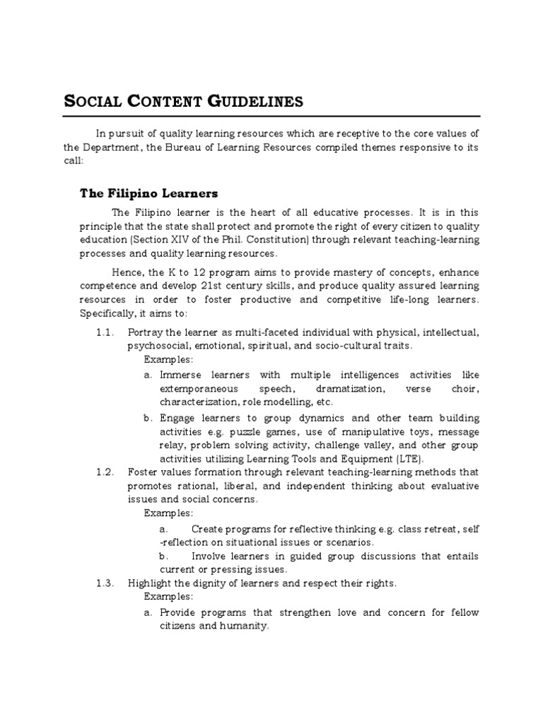 DepEd Social Content Guidelines Overview | PDF | Gender | Gender Studies