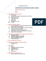 Advanced Reinforced Concrete Structures: Course Syllabus