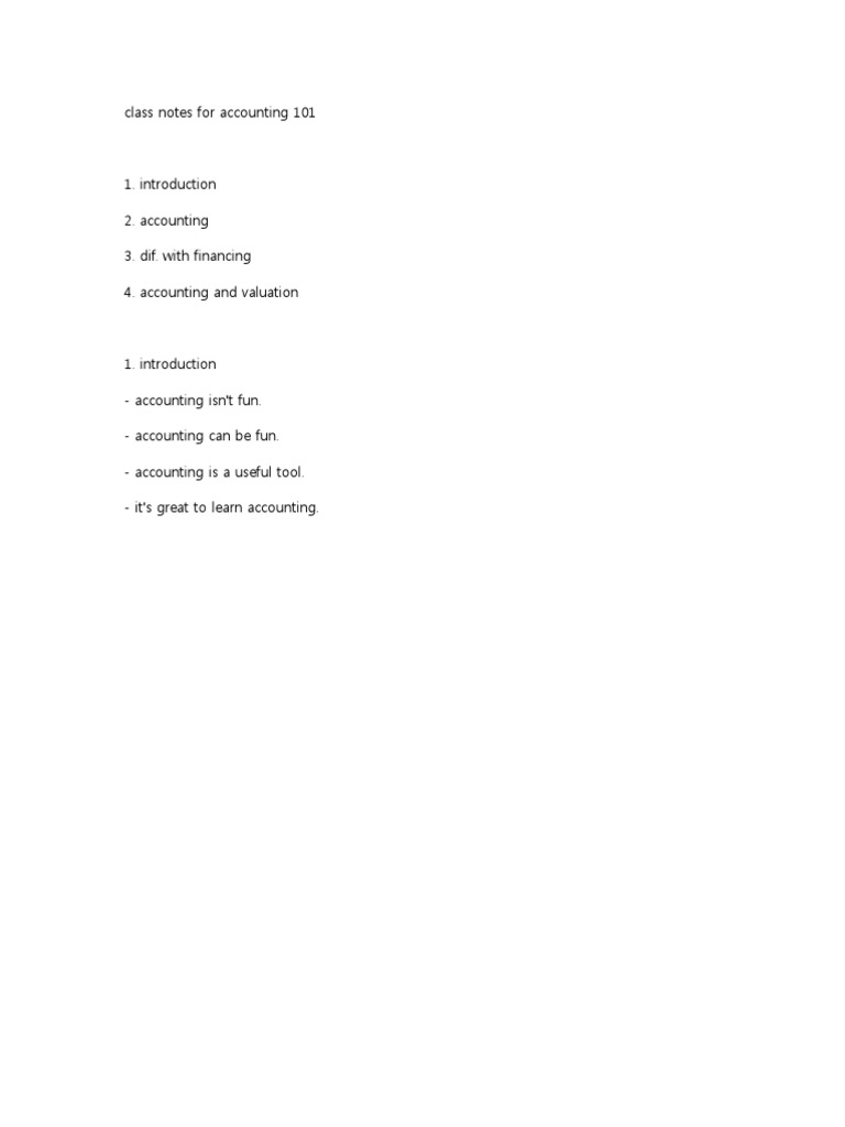 Accounting 101 Class Notes Summary | PDF