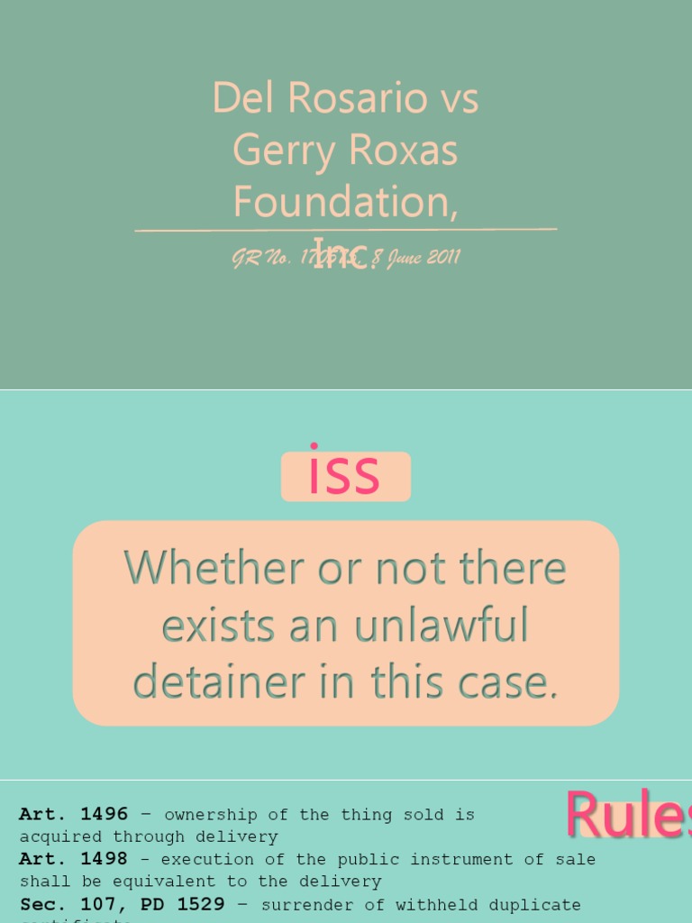Del Rosario V Gerry Roxas | PDF | Ownership | Real Property