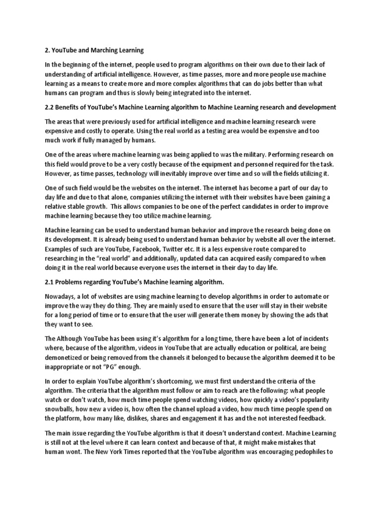 machine learning algorithms youtube