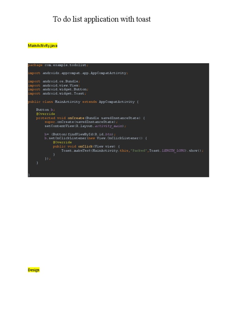 To-Do List App with Toast Notification | PDF