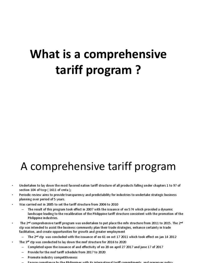 What Is A Comprehensive Tariff Program ? | PDF | Most Favoured Nation ...