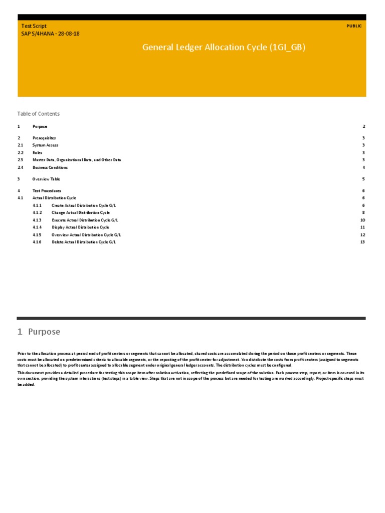 1gi S4hana1809 Test Script GL | PDF | Sap Se | Information Technology ...