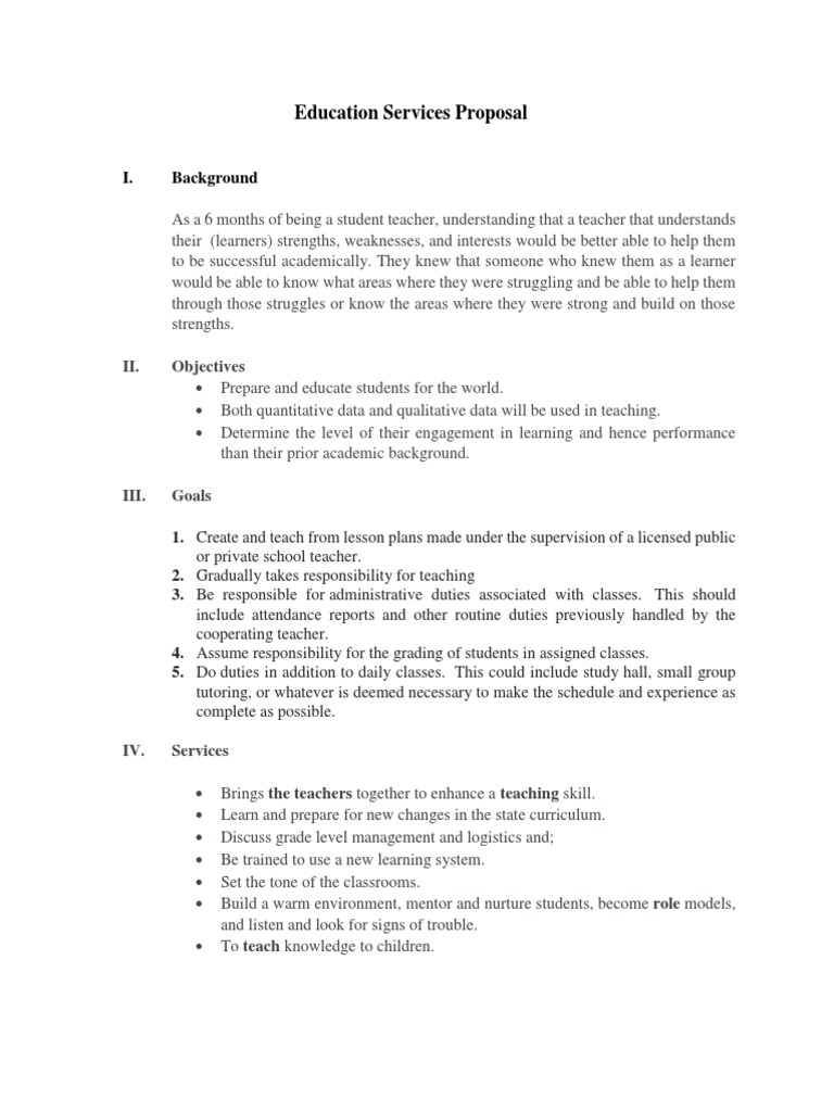 Education Services Proposal Overview | PDF